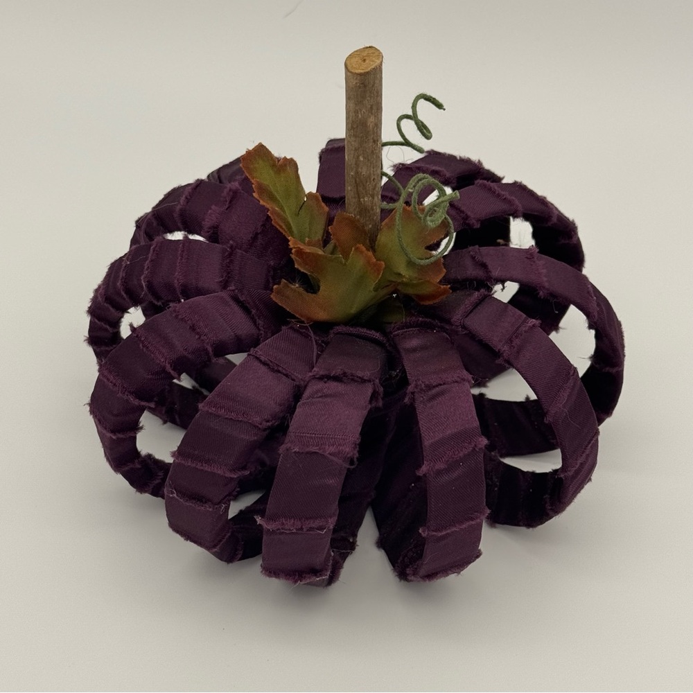 Rustic Satin Wrapped Pumpkin Decor Fall Decorations Purple New - Picture 3 of 5